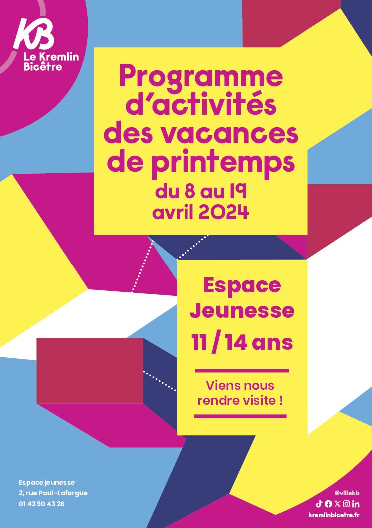 Programme des vacances de printemps Espace Jeunesse KremlinBicêtre